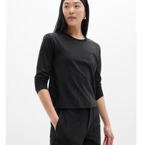 Athleta Essential Top Long Sleeve Black Supima Cotton Women's Small